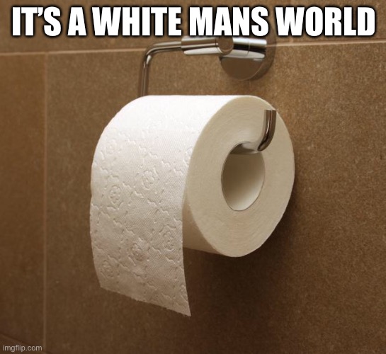 Toilet Paper | IT’S A WHITE MANS WORLD | image tagged in toilet paper | made w/ Imgflip meme maker