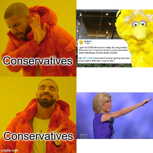 Drake Hotline Bling | Conservatives; Conservatives | image tagged in memes,drake hotline bling | made w/ Imgflip meme maker