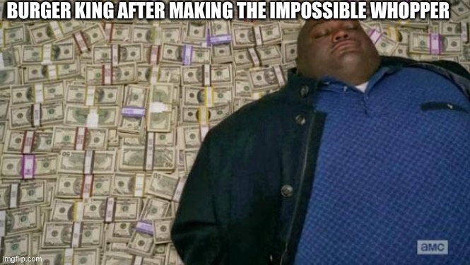 huell money | BURGER KING AFTER MAKING THE IMPOSSIBLE WHOPPER | image tagged in huell money | made w/ Imgflip meme maker