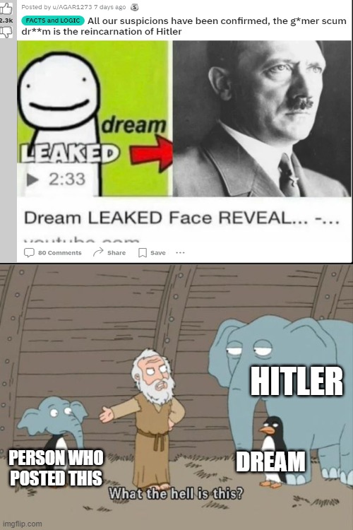 What the hell is this? | HITLER; DREAM; PERSON WHO POSTED THIS | image tagged in what the hell is this | made w/ Imgflip meme maker