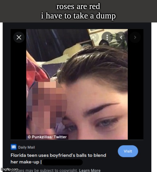 roses are red
i have to take a dump | made w/ Imgflip meme maker