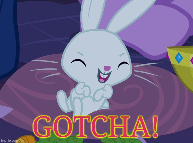 Angel Bunny Laughable (MLP) | GOTCHA! | image tagged in angel bunny laughable mlp | made w/ Imgflip meme maker