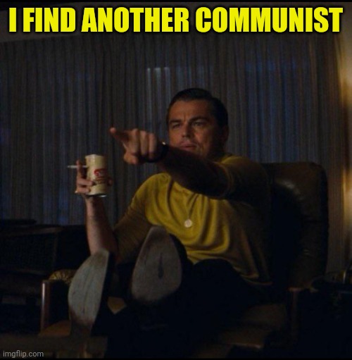 Leonardo DiCaprio Pointing | I FIND ANOTHER COMMUNIST | image tagged in leonardo dicaprio pointing | made w/ Imgflip meme maker