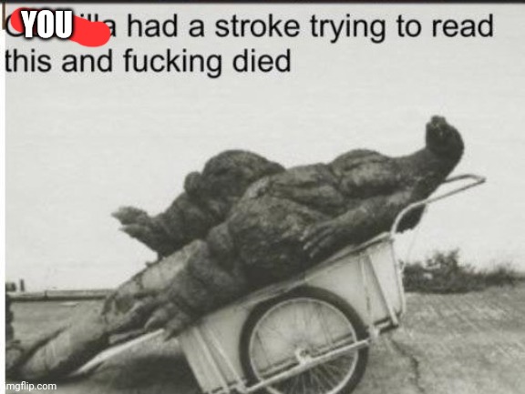 Godzilla | YOU | image tagged in godzilla | made w/ Imgflip meme maker