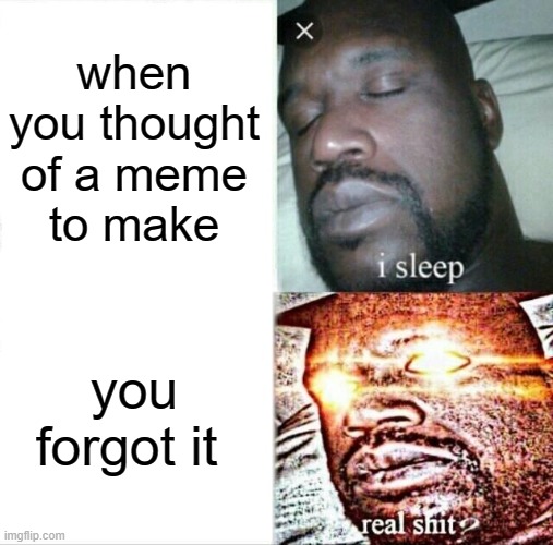 this happens to me alot | when you thought of a meme
to make; you forgot it | image tagged in memes,sleeping shaq | made w/ Imgflip meme maker