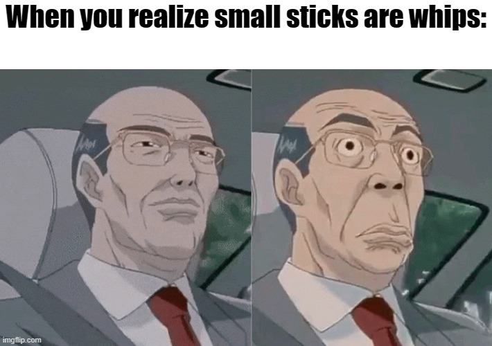 I just realized that lol | When you realize small sticks are whips: | image tagged in worried hiroshi uchiyamada gto,funny,relatable,meme | made w/ Imgflip meme maker