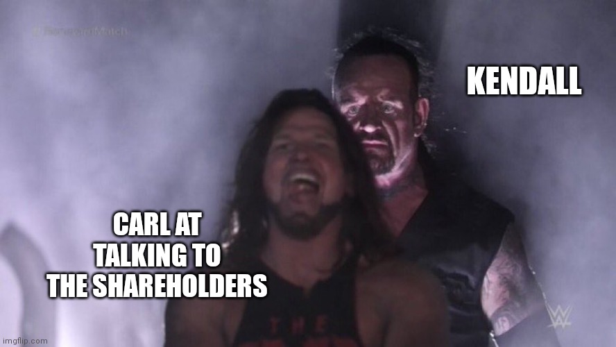 AJ Styles & Undertaker | KENDALL; CARL AT TALKING TO THE SHAREHOLDERS | image tagged in aj styles undertaker,SuccessionTV | made w/ Imgflip meme maker