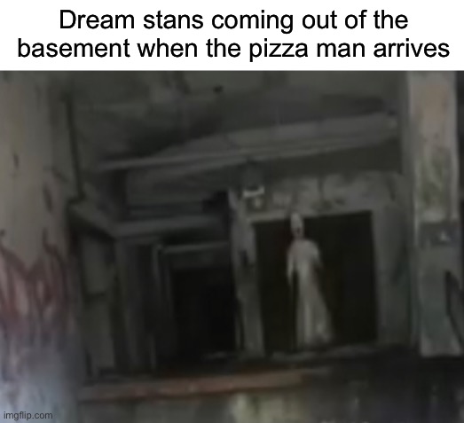 Haven’t seen the light in ages but I’ve been places so I’m okay-ish I’M OKAY, BI | Dream stans coming out of the basement when the pizza man arrives | image tagged in funny | made w/ Imgflip meme maker