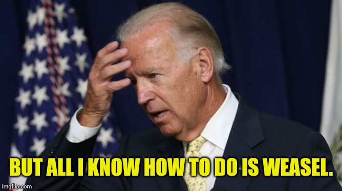 Joe Biden worries | BUT ALL I KNOW HOW TO DO IS WEASEL. | image tagged in joe biden worries | made w/ Imgflip meme maker
