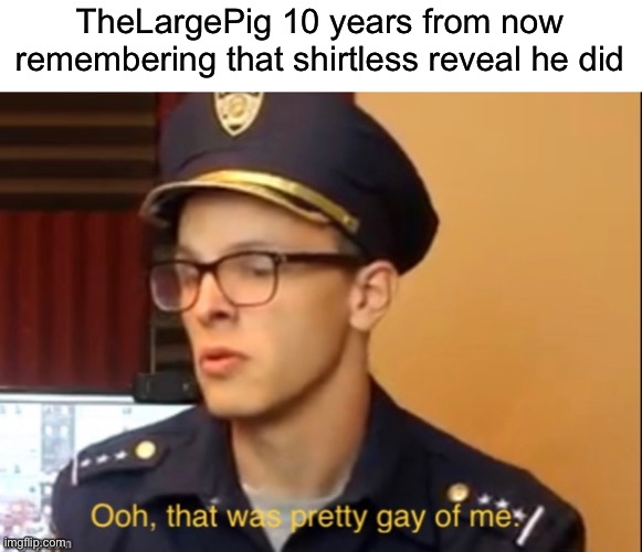 TheLargePig 10 years from now remembering that shirtless reveal he did | image tagged in gay,super straight | made w/ Imgflip meme maker