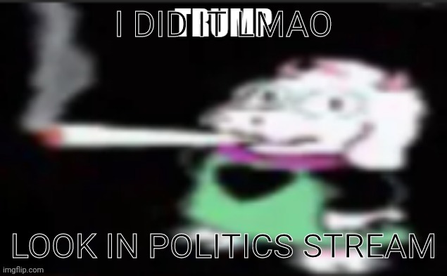 XDDDDD | I DID IT LMAO; LOOK IN POLITICS STREAM | image tagged in ralsei | made w/ Imgflip meme maker