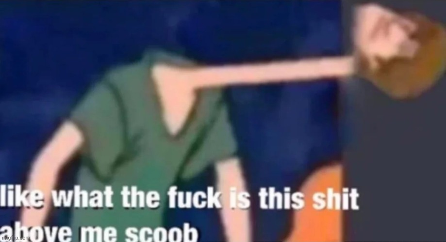 S | image tagged in like what the f ck is this sh t above me scoob | made w/ Imgflip meme maker