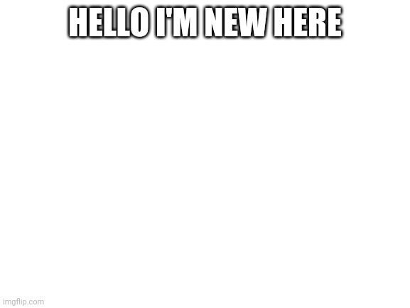 Blank White Template | HELLO I'M NEW HERE | image tagged in blank white template | made w/ Imgflip meme maker