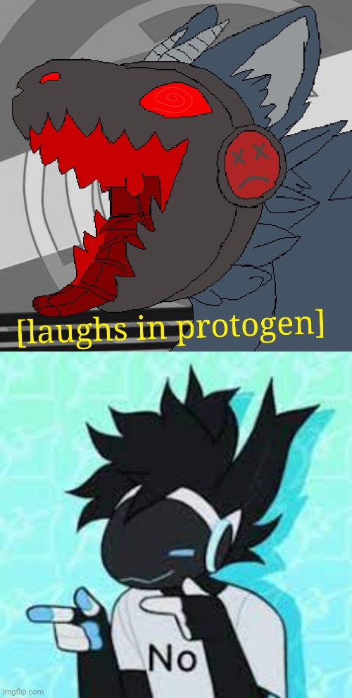 image tagged in laughs in protogen,protogen no point | made w/ Imgflip meme maker