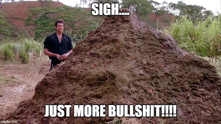 Big pile of bullshit | SIGH.... JUST MORE BULLSHIT!!!! | image tagged in big pile of bullshit | made w/ Imgflip meme maker