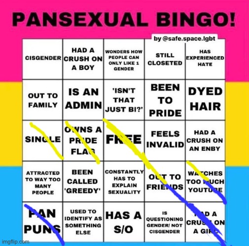 Pansexual Bingo | image tagged in pansexual bingo | made w/ Imgflip meme maker