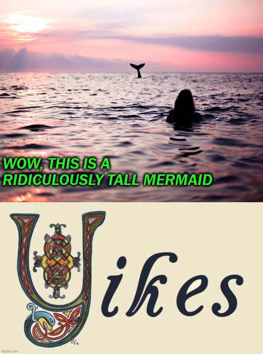 I think it would be a sea snake maid. | WOW, THIS IS A 
RIDICULOUSLY TALL MERMAID | image tagged in mermaid,ocean,what is it | made w/ Imgflip meme maker