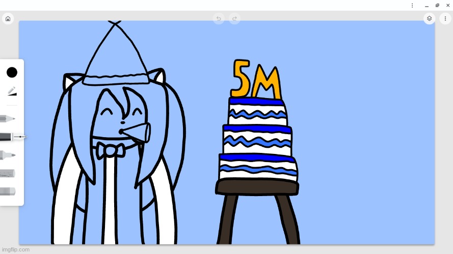 (wip) making a drawing of my oc congratulating SMG4 for 5 million subs :) | image tagged in smg4,congratulations | made w/ Imgflip meme maker