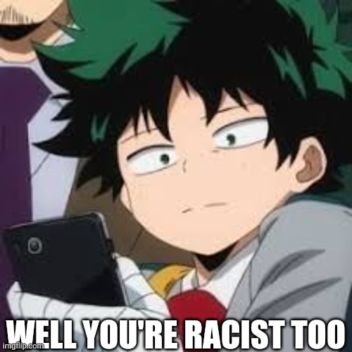 Deku dissapointed | WELL YOU'RE RACIST TOO | image tagged in deku dissapointed | made w/ Imgflip meme maker