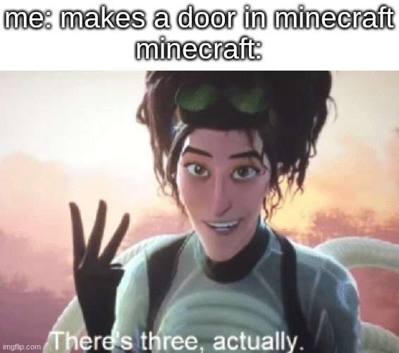 i wanted 3 | me: makes a door in minecraft
minecraft: | image tagged in there's three actually,minecraft memes | made w/ Imgflip meme maker