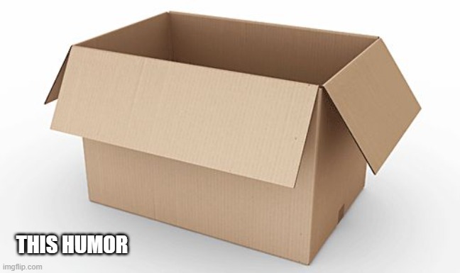 Empty Cardboard Box | THIS HUMOR | image tagged in empty cardboard box | made w/ Imgflip meme maker