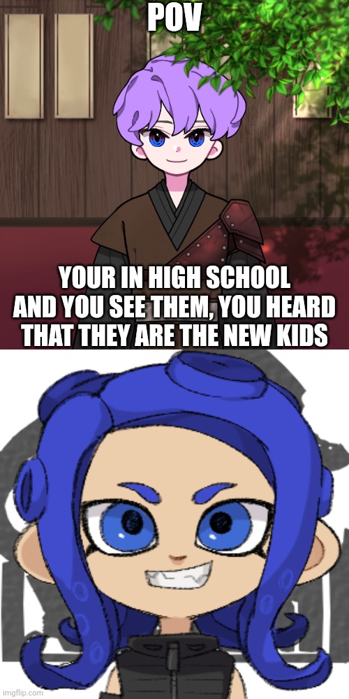 POV; YOUR IN HIGH SCHOOL AND YOU SEE THEM, YOU HEARD THAT THEY ARE THE NEW KIDS | image tagged in memes,blank transparent square | made w/ Imgflip meme maker