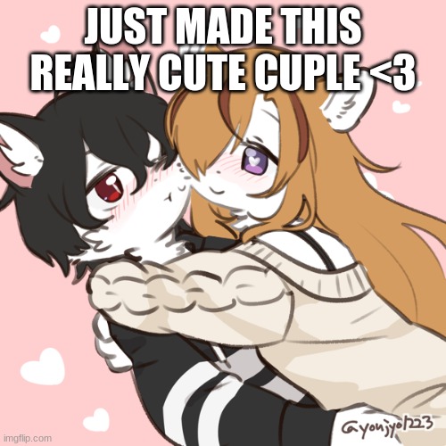 huging | JUST MADE THIS REALLY CUTE CUPLE <3 | image tagged in huging | made w/ Imgflip meme maker