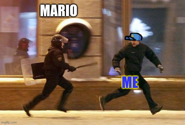Police Chasing Guy | MARIO ME | image tagged in police chasing guy | made w/ Imgflip meme maker