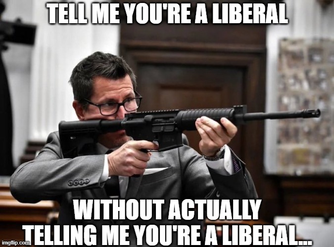 Liberal Lawyer | TELL ME YOU'RE A LIBERAL; WITHOUT ACTUALLY TELLING ME YOU'RE A LIBERAL... | image tagged in liberal lawyer,gun safety,funny,funny memes,politics | made w/ Imgflip meme maker
