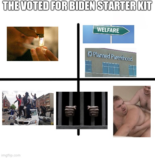 Blank Starter Pack Meme | THE VOTED FOR BIDEN STARTER KIT | image tagged in memes,blank starter pack | made w/ Imgflip meme maker