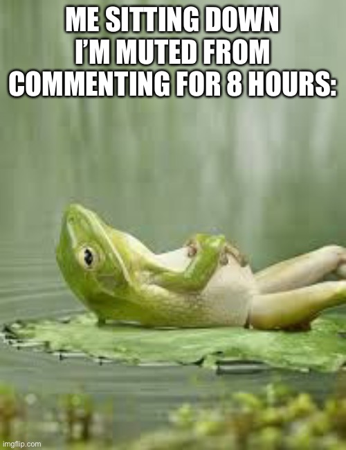 life is good | ME SITTING DOWN I’M MUTED FROM COMMENTING FOR 8 HOURS: | image tagged in life is good | made w/ Imgflip meme maker