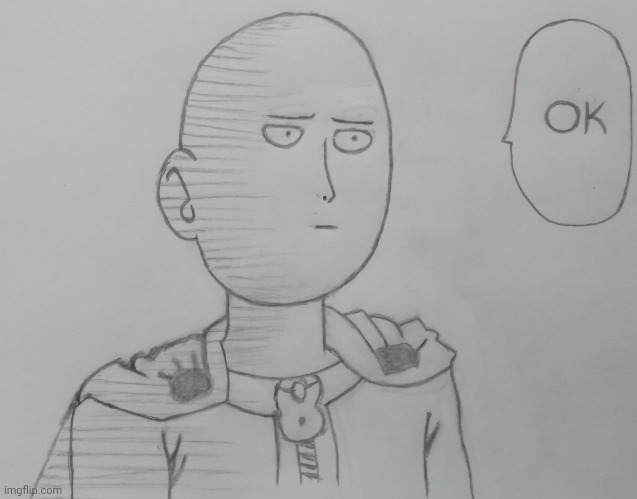 My Saitama sketch from One Punch Man (wdyt) | image tagged in one punch man,drawing | made w/ Imgflip meme maker