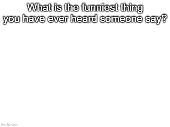 Blank White Template |  What is the funniest thing you have ever heard someone say? | image tagged in blank white template,never gonna give you up,never gonna let you down,never gonna run around,and desert you | made w/ Imgflip meme maker