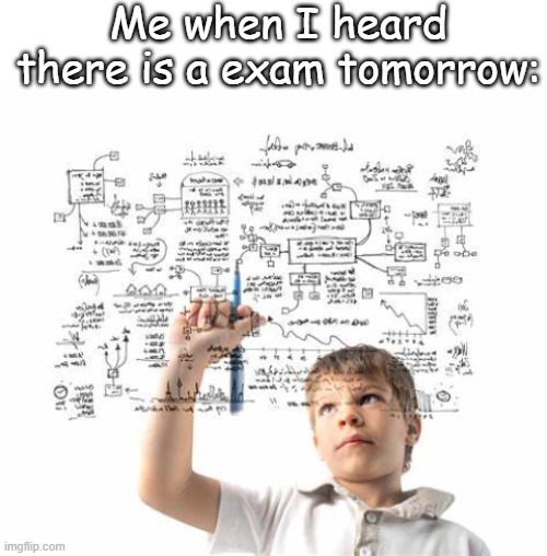 Me when I heard there is a exam tomorrow: | image tagged in blank white template,exam | made w/ Imgflip meme maker