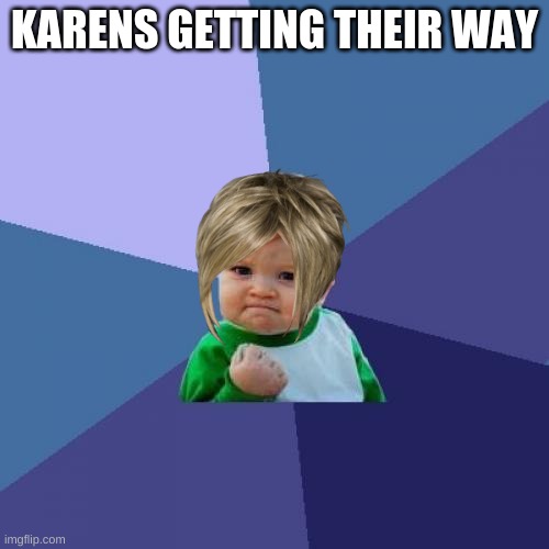 Success Kid | KARENS GETTING THEIR WAY | image tagged in memes,success kid | made w/ Imgflip meme maker