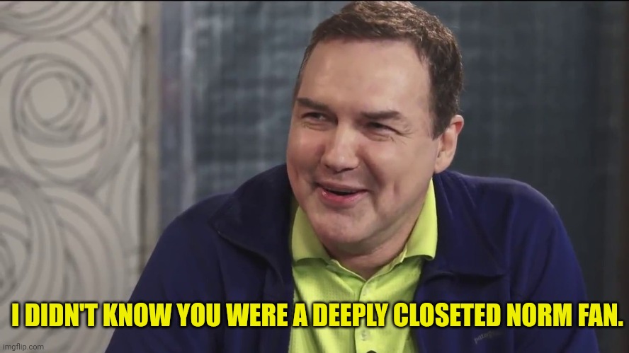 Norm Macdonald Live | I DIDN'T KNOW YOU WERE A DEEPLY CLOSETED NORM FAN. | image tagged in norm macdonald live | made w/ Imgflip meme maker