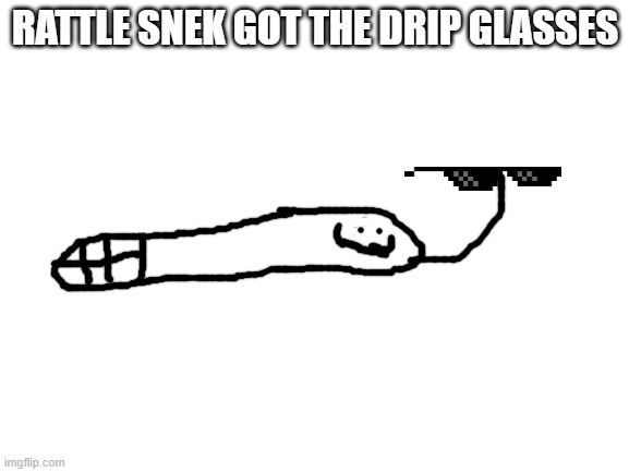 drip glass | RATTLE SNEK GOT THE DRIP GLASSES | image tagged in blank white template | made w/ Imgflip meme maker