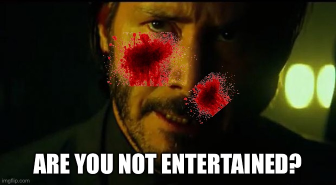John Wick | ARE YOU NOT ENTERTAINED? | image tagged in john wick | made w/ Imgflip meme maker