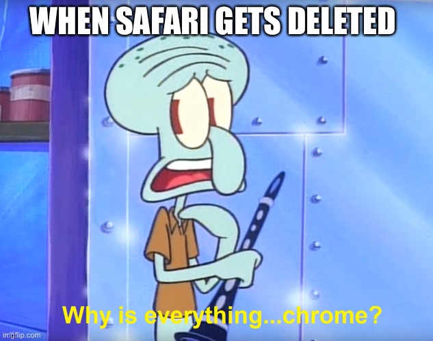 Why is everything chrome? | WHEN SAFARI GETS DELETED | image tagged in why is everything chrome | made w/ Imgflip meme maker