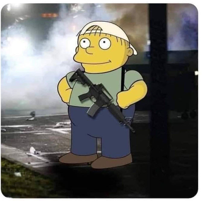 RALPH WIGGUM WITH AK-47, KID SHOOTER Blank Meme Template