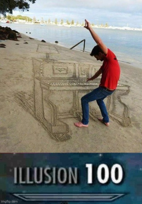 Rare footage of a man playing piano at the beach | image tagged in illusion 100,funny,illusions,piano,beach | made w/ Imgflip meme maker