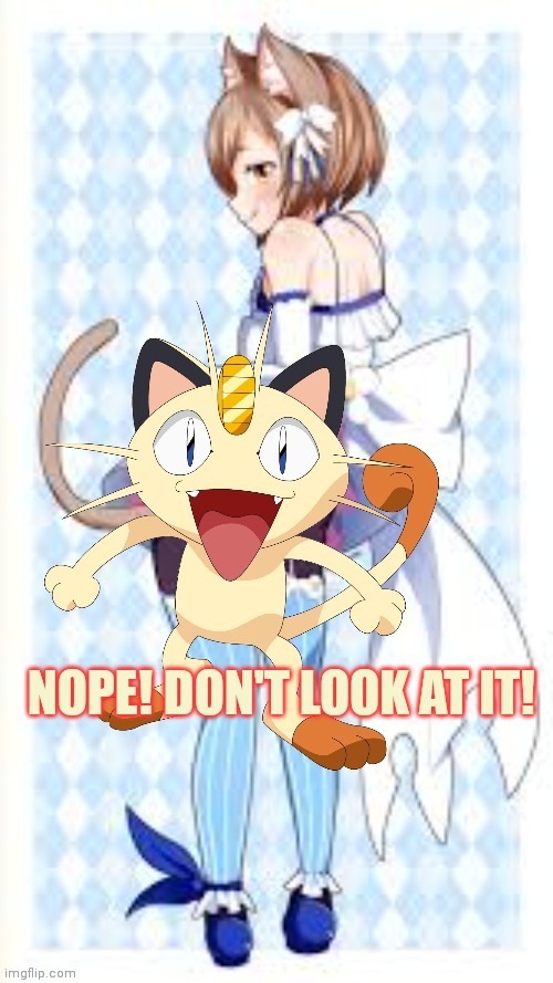 Meowth censors the lewd | image tagged in felix argyle,catboi,trap,meowth,censorship | made w/ Imgflip meme maker