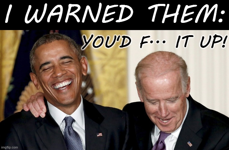 Does That Mean Nobody In The Democratic Party Really Listens To You? | I WARNED THEM:; YOU'D F... IT UP! | image tagged in memes,politics,biden obama,warning,democratic party,not listening | made w/ Imgflip meme maker