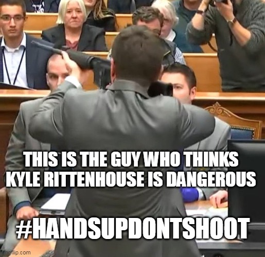 HE LEARNED NOTHING FROM ALEC BALDWIN | THIS IS THE GUY WHO THINKS KYLE RITTENHOUSE IS DANGEROUS; #HANDSUPDONTSHOOT | image tagged in rittenhouse trial,dangerous with a gun,alec baldwin,kenosha shooting,rittenhouse prosecutor,thomas binger | made w/ Imgflip meme maker