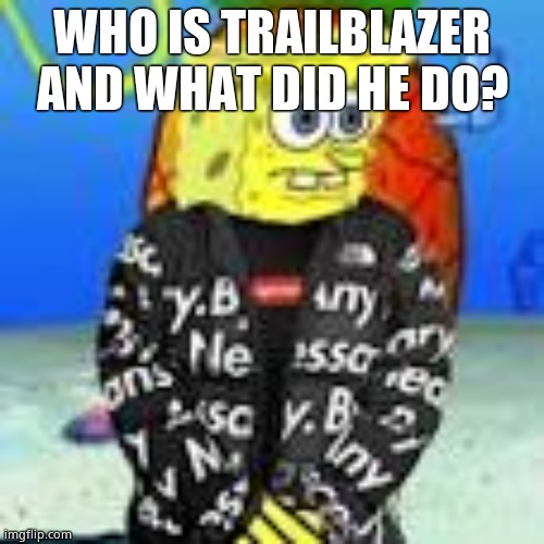 Spongebob Drip | WHO IS TRAILBLAZER AND WHAT DID HE DO? | image tagged in spongebob drip | made w/ Imgflip meme maker