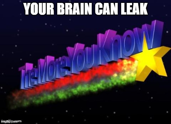 the more you know | YOUR BRAIN CAN LEAK | image tagged in the more you know | made w/ Imgflip meme maker