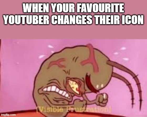 relatable? | WHEN YOUR FAVOURITE YOUTUBER CHANGES THEIR ICON | image tagged in visible frustration | made w/ Imgflip meme maker