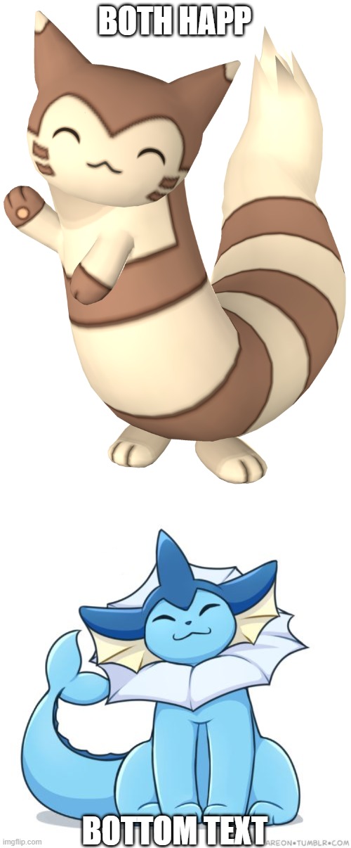 BOTH HAPP BOTTOM TEXT | image tagged in furret transparent 2,vaporeon | made w/ Imgflip meme maker