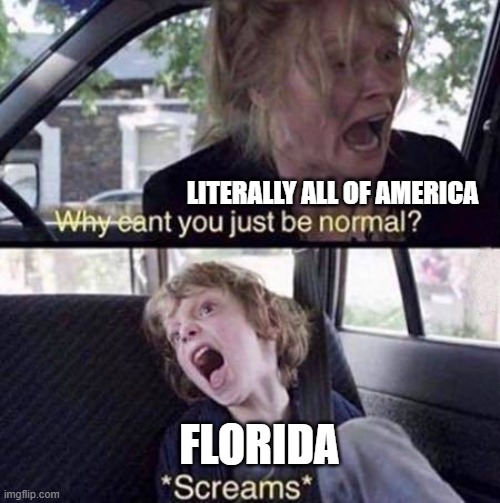 Florida | LITERALLY ALL OF AMERICA; FLORIDA | image tagged in why can't you just be normal | made w/ Imgflip meme maker