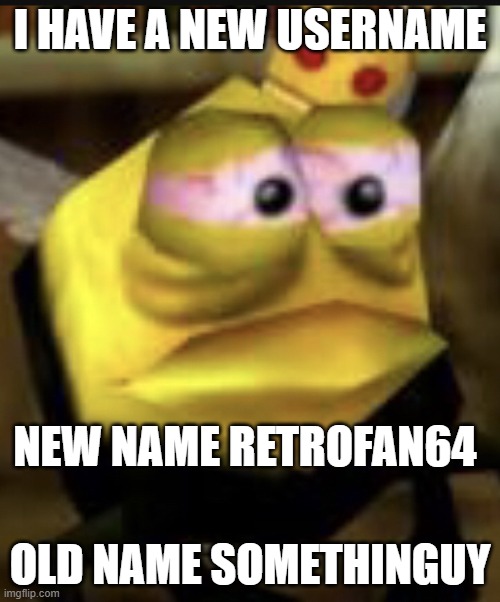 Mr King Bee | I HAVE A NEW USERNAME; NEW NAME RETROFAN64; OLD NAME SOMETHINGUY | image tagged in mr king bee | made w/ Imgflip meme maker